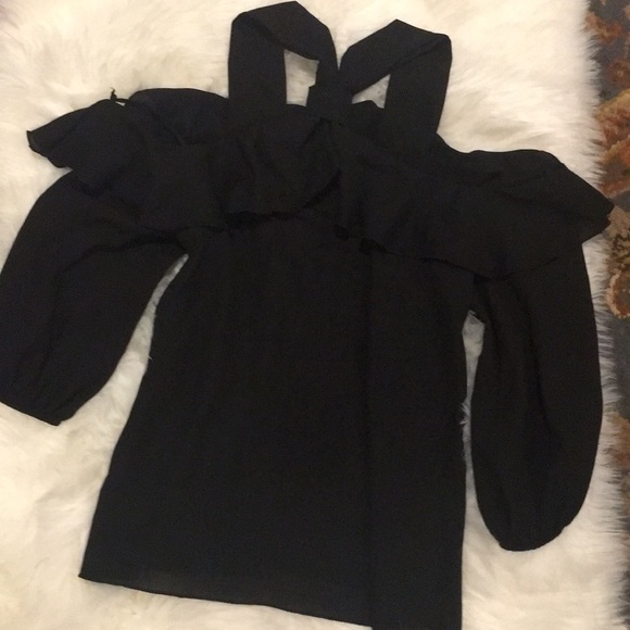 Hayley's Black Halter Neck Blouse - Picture 2 of 2